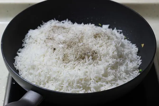 Adding cooked rice
