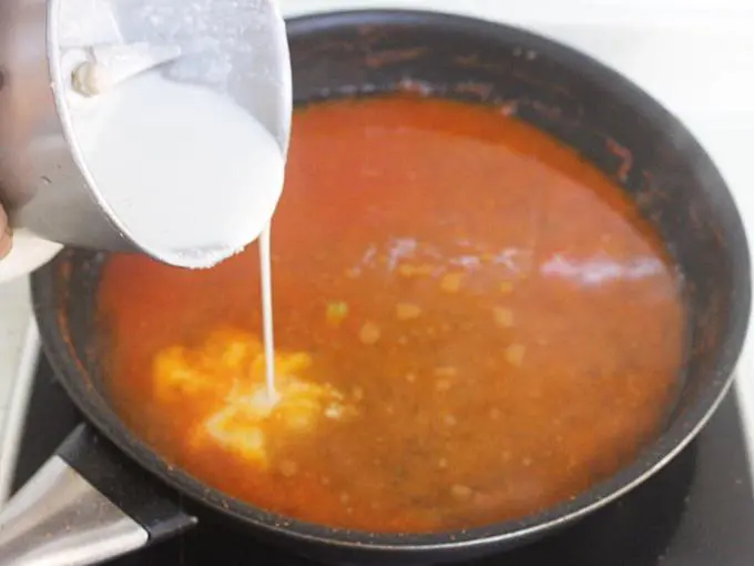 pouring water and cashew cream