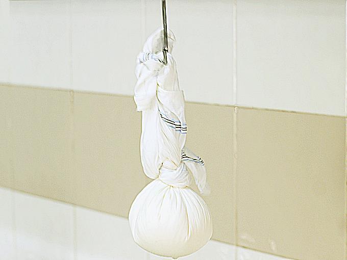 hanging paneer to make rasgulla