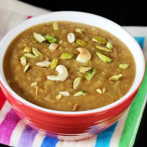 Moong dal jaggery halwa