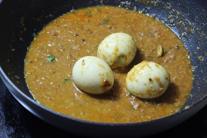 addition of water to make gravy for egg masala gravy