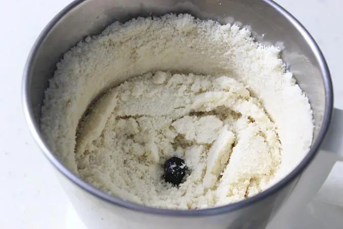 fine ground almonds in a grinder