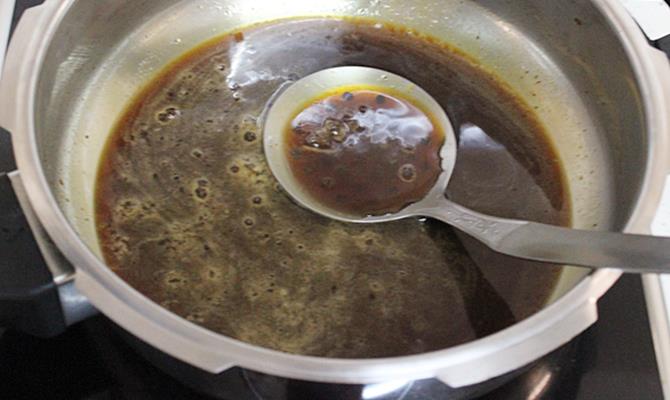 melted thickened jaggery syrup