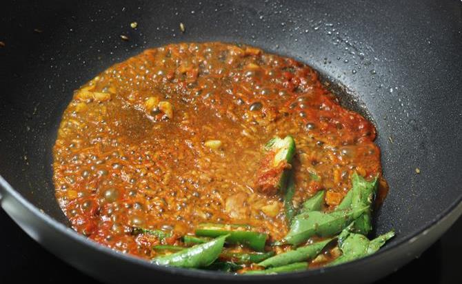 addition of chili garlic saucy mixture for chicken 65 recipe