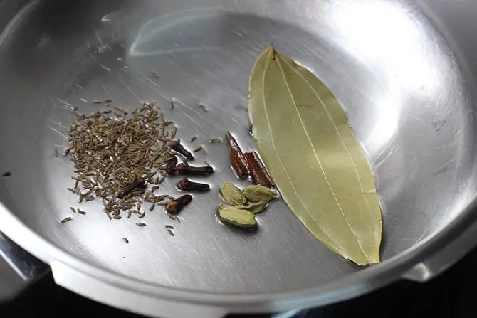 saute spices in ghee for coconut milk rice