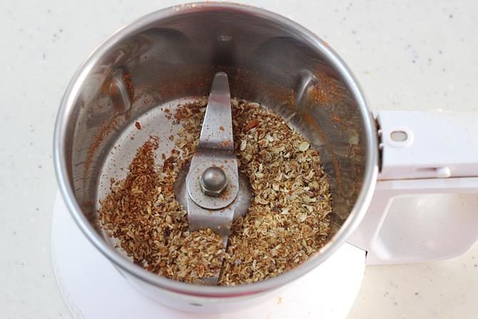 crushed spices in grinder