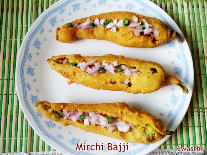 Mirchi Bajji Recipe Mirapakaya Bajji Swasthi's Recipes