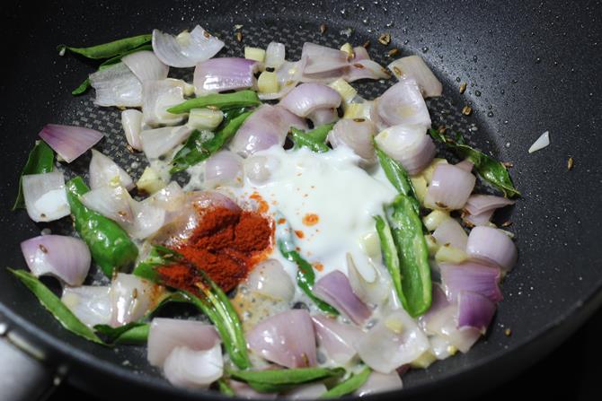 addition of curd to seasoning