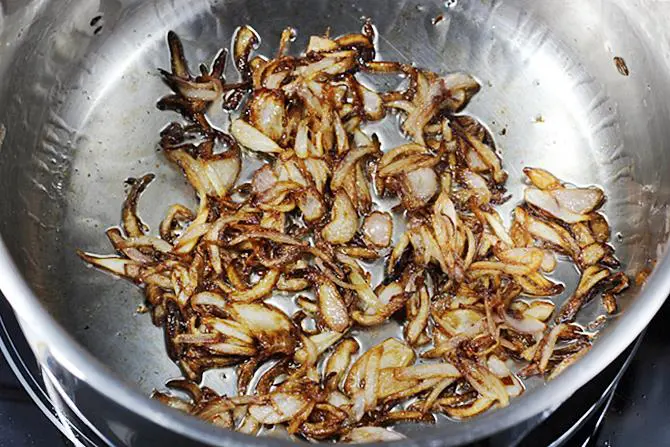 golden fried onions for veg biryani