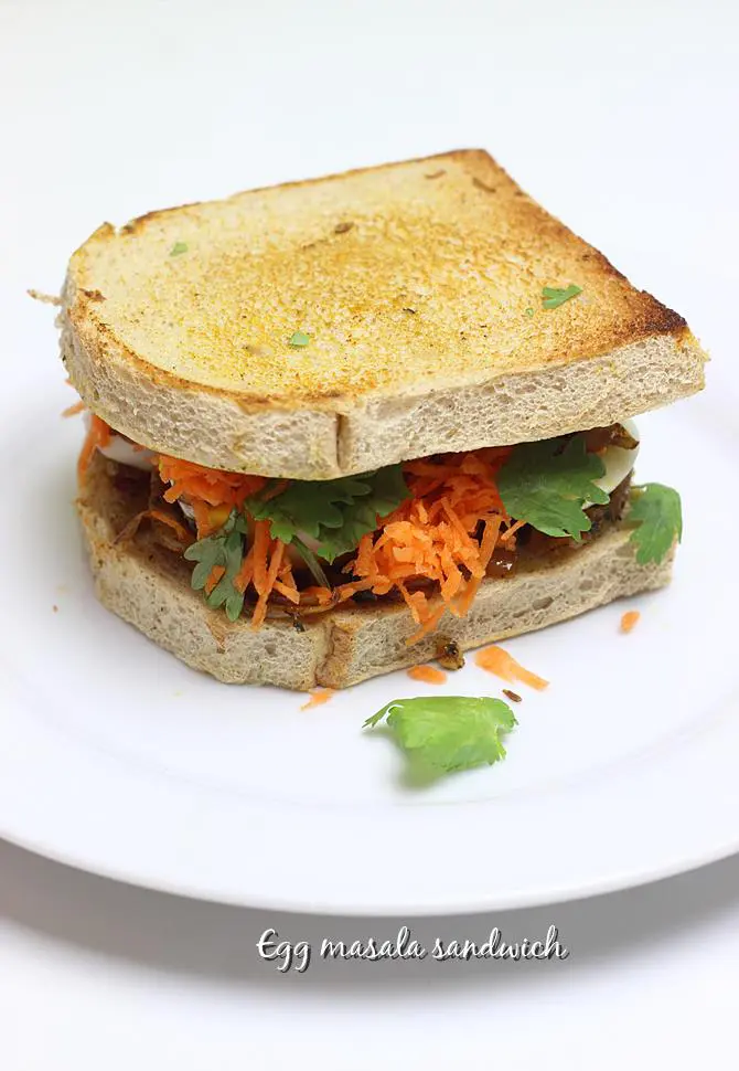 garnished boiled egg sandwich