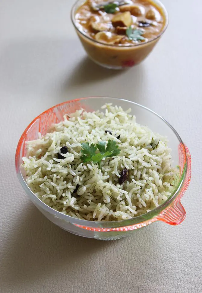 pudina rice recipe, mint rice