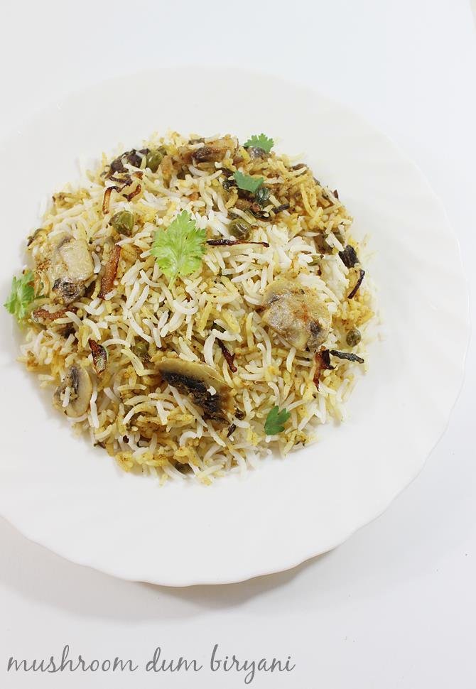 mushroom dum biryani recipe