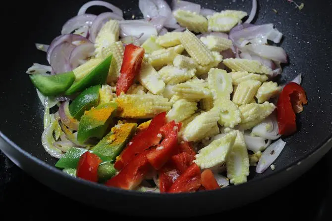 frying veggies