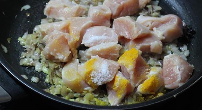 addition of marinade for chicken kurma recipe