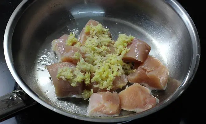 frying ginger garlic paste for chicken roast recipe