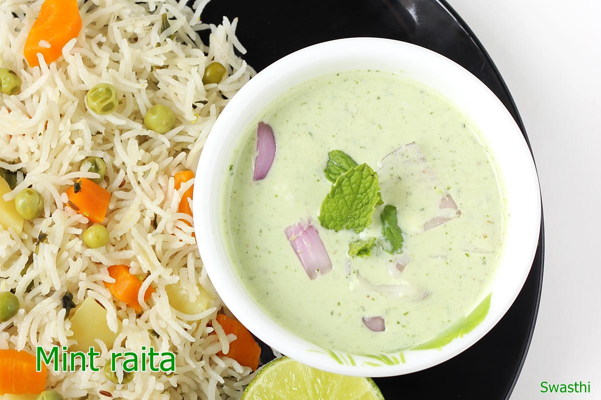 Mint Raita Recipe  Raita Chutney    Swasthi s Recipes - 6