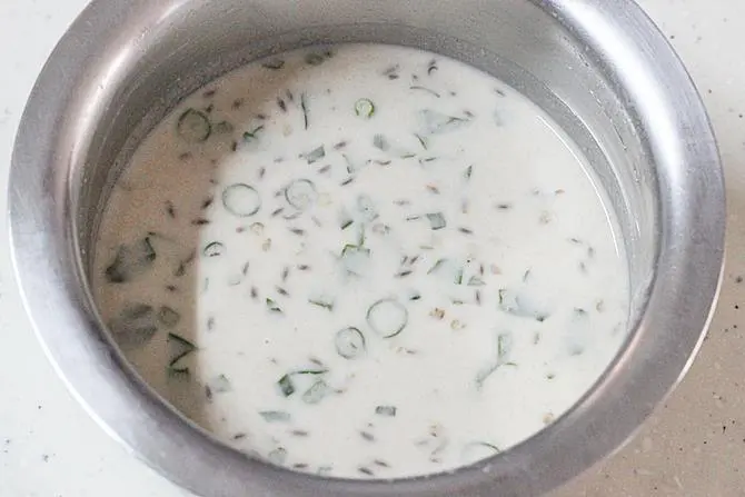 pouring water to make batter