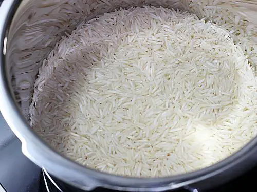 Rice in a pot for cooking