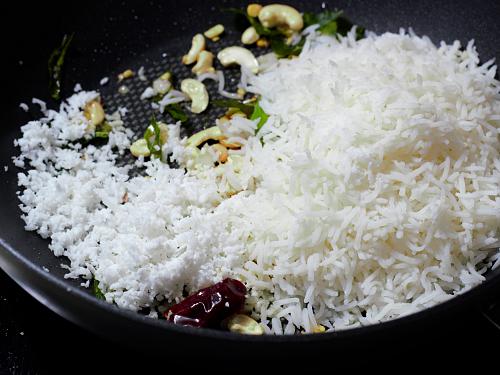 adding coconut to the pan