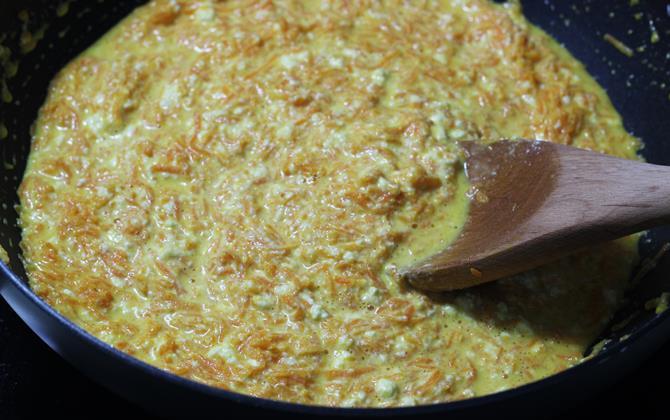 cooking gajar kalakand recipe