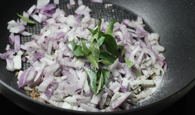 frying onions for bagara baingan