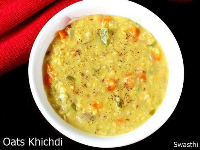 Oats khichdi | Vegetable oats khichdi | Oats recipes - Swasthi's Recipes