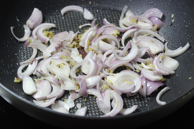 frying onions until transparent