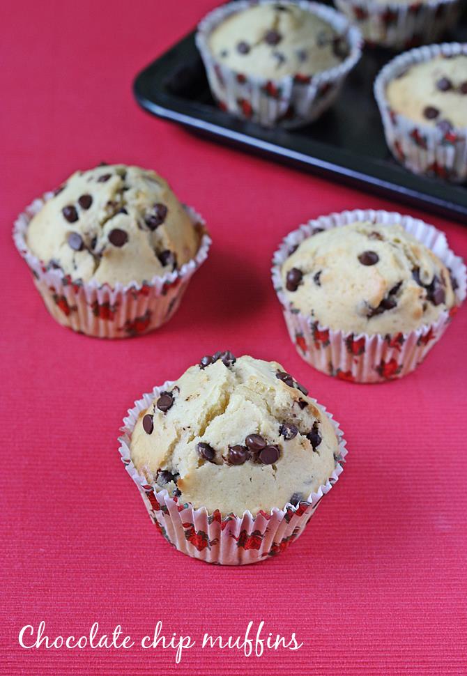 cooled chocolate chip muffins