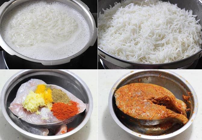 preparartion for fish biryani recipe