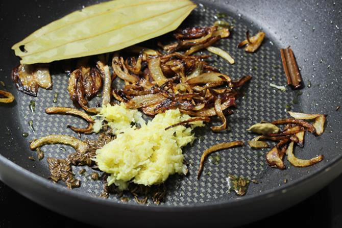 addition of ginger garlic for fish biryani recipe