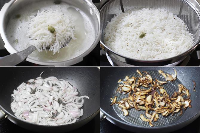 cooking rice fried onions