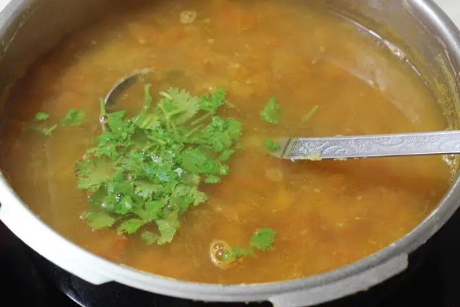 addition of coriander leaves