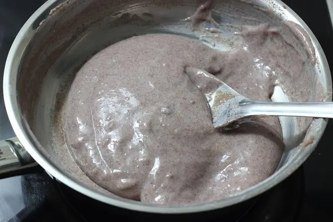 runny consistency of cooked ragi porridge for babies & toddlers