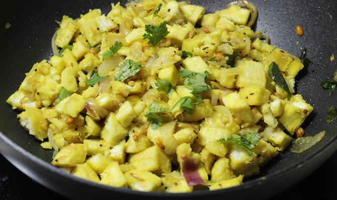 Raw Banana Curry Recipe   Aratikaya Kura   Plantain Curry - 43