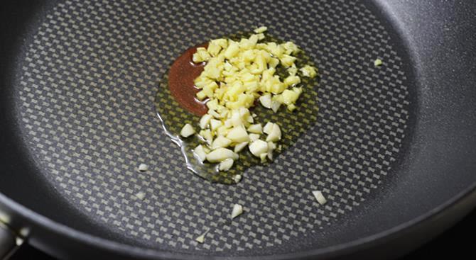 frying ginger garlic for schezwan chicken fried rice recipe