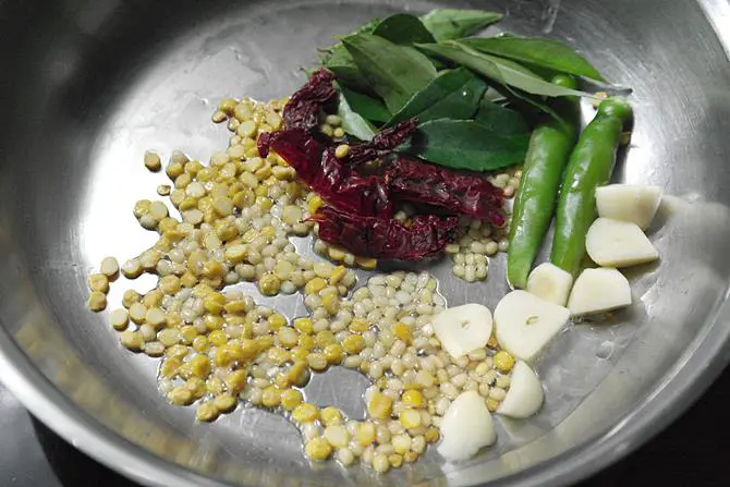 frying dal to make beetroot chutney