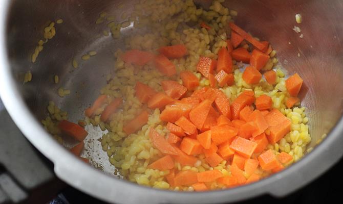 addition of veggies for moong dal soup recipe