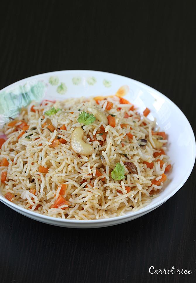 Carrot rice recipe How to make carrot rice Swasthi's Recipes