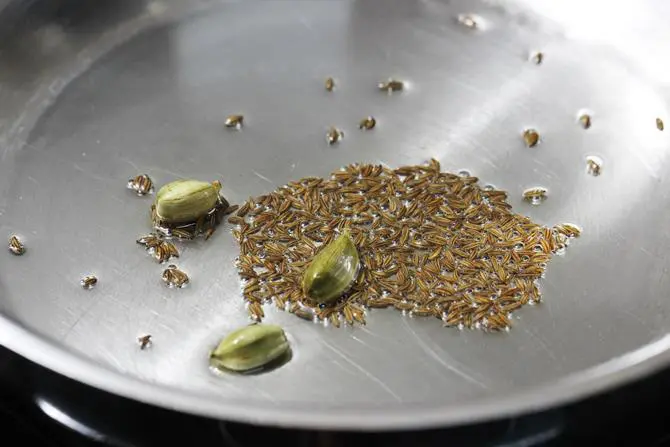 sauteing spices for potato egg curry recipe