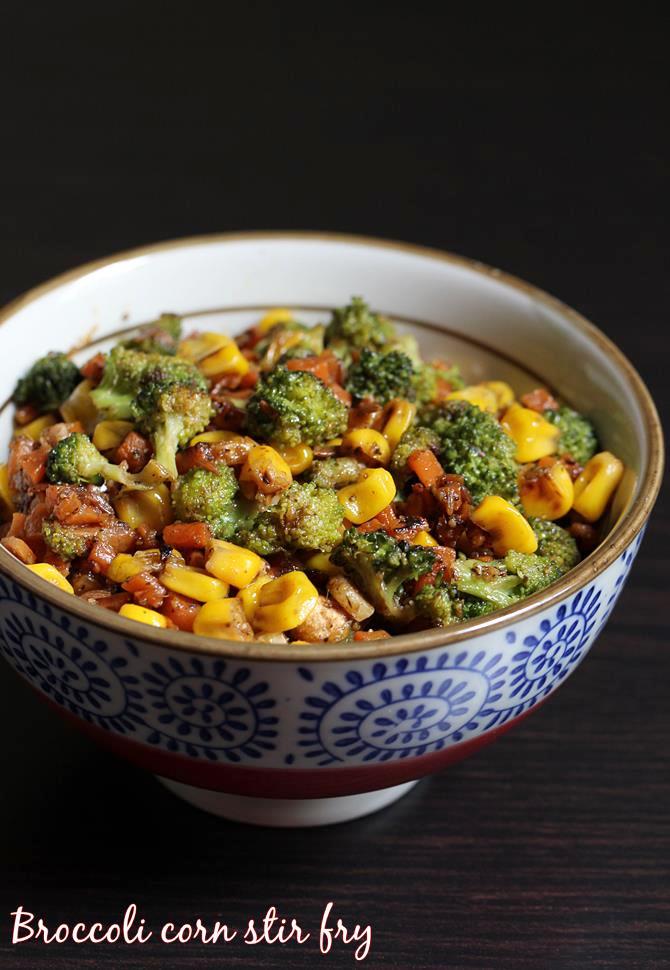 Quick and easy India style broccoli corn stir fry recipe
