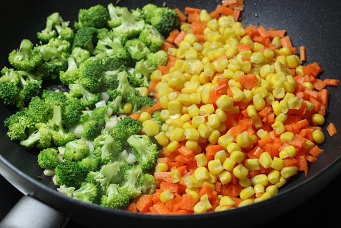 Broccoli Corn Carrot Stir Fry   Swasthi s Recipes - 37
