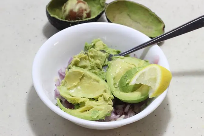 scooped ripe avocado for guacamole sandwich recipe
