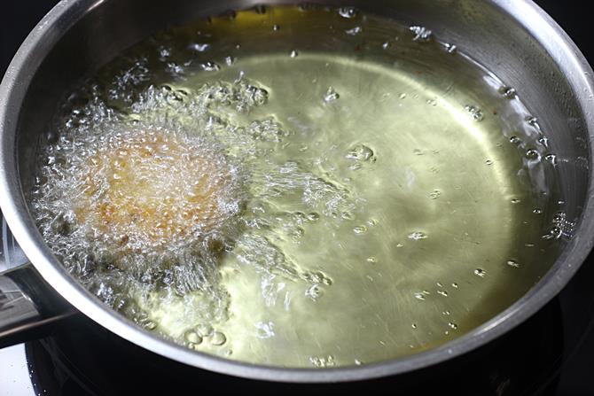 deep frying chana dal till golden