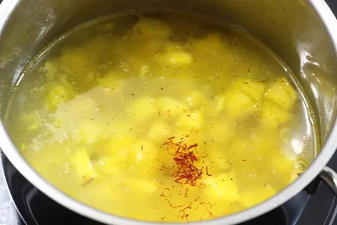 pour water and add saffron