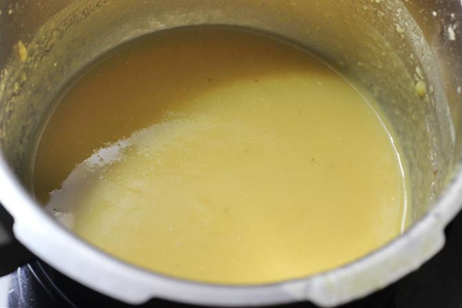mashed soft cooked lentils to make oats bisi bele bath
