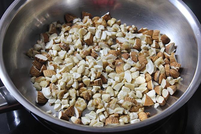 roasting nuts in pan for dry fruits modak recipe