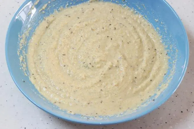 image for consistency of batter for egg pakora recipe