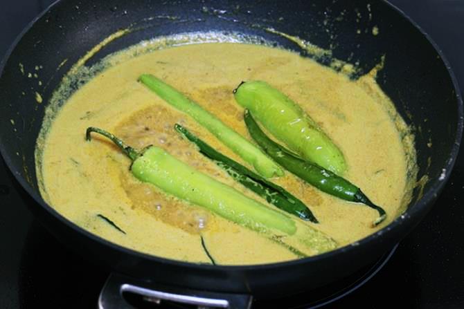 addition of chillis to make biryani salan
