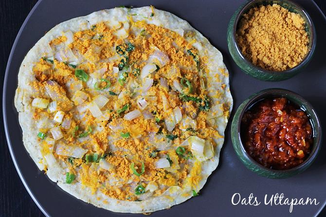 south indian style oats uttapam with chutney