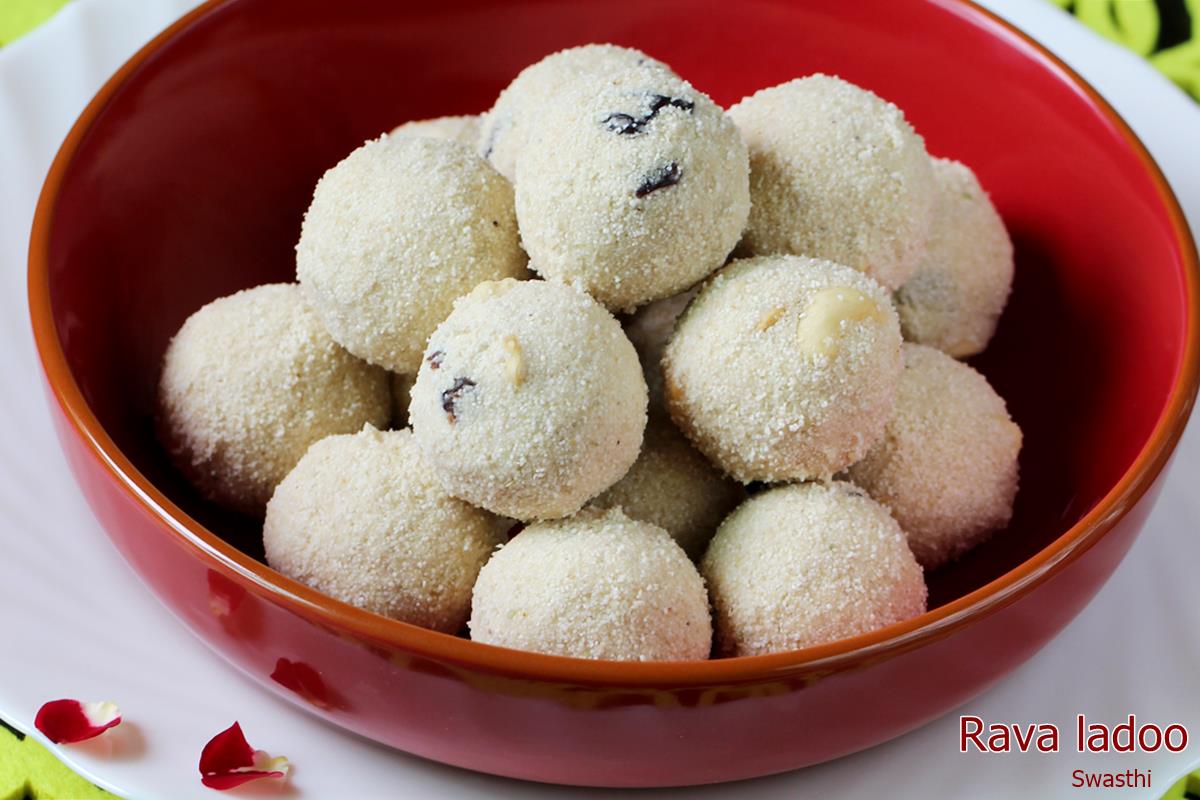 Rava Laddu Recipe  Rava Ladoo    Swasthi s Recipes - 93